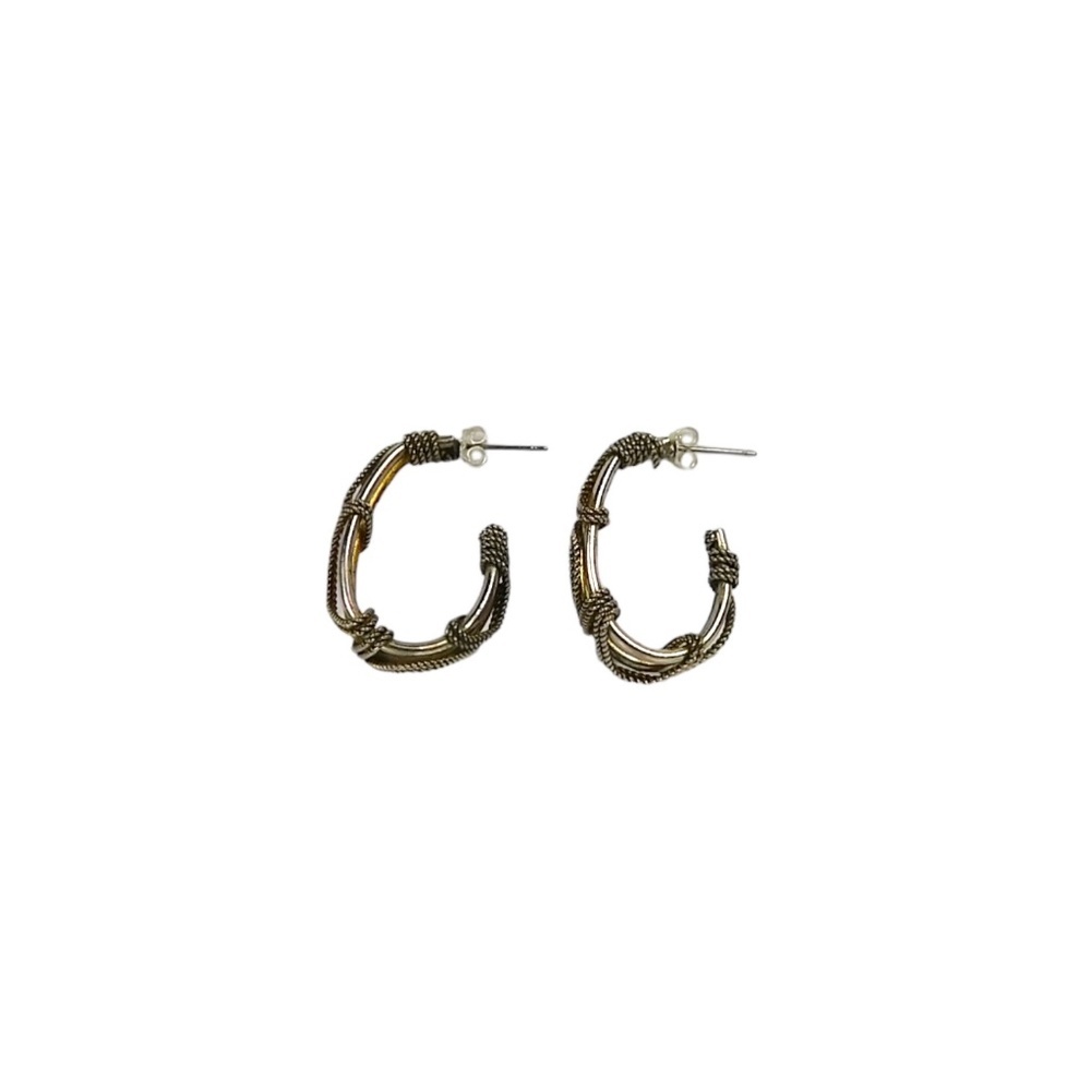 Vintage Silver and Gold Cable Hoop Earring